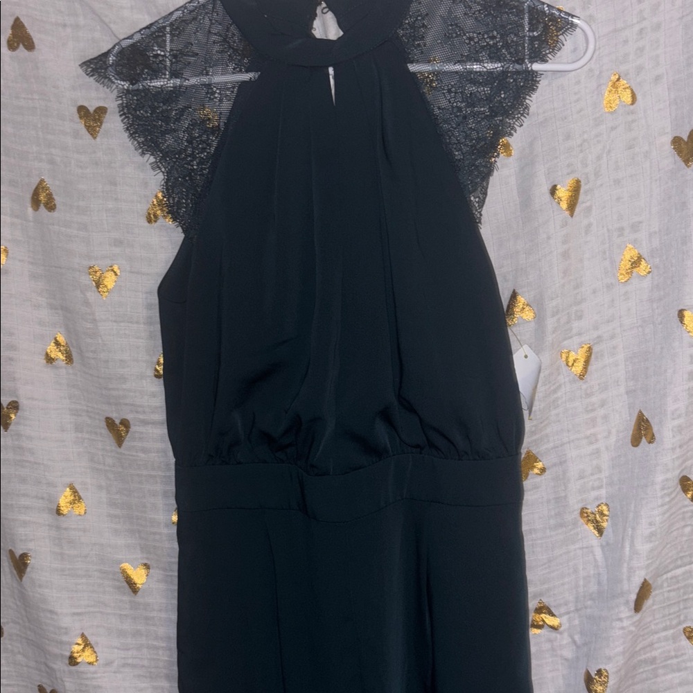 Zara Black High Low Dress with Lace Details